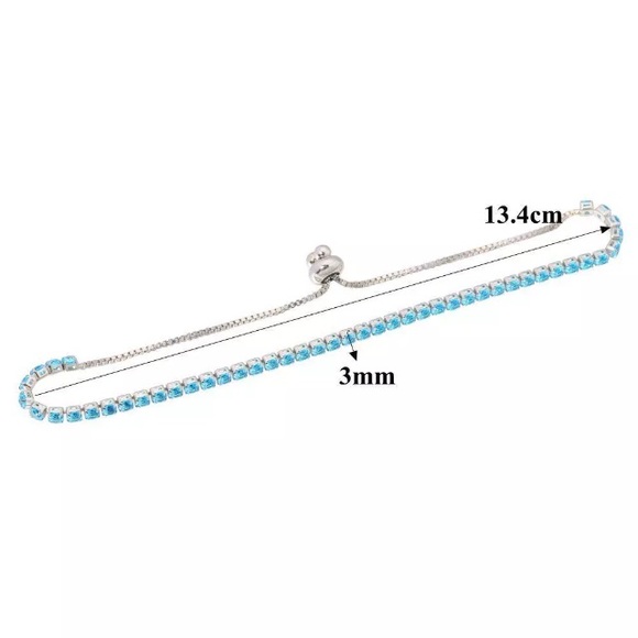 Aquamarine Cubic Zirconia & Silver Bracelet - Picture 4 of 6